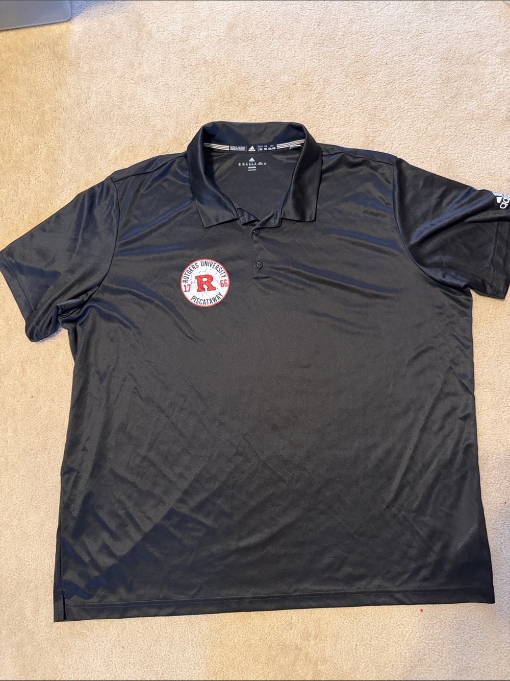 adidas Black Polo Shirt with Rutgers 'R' Crest
